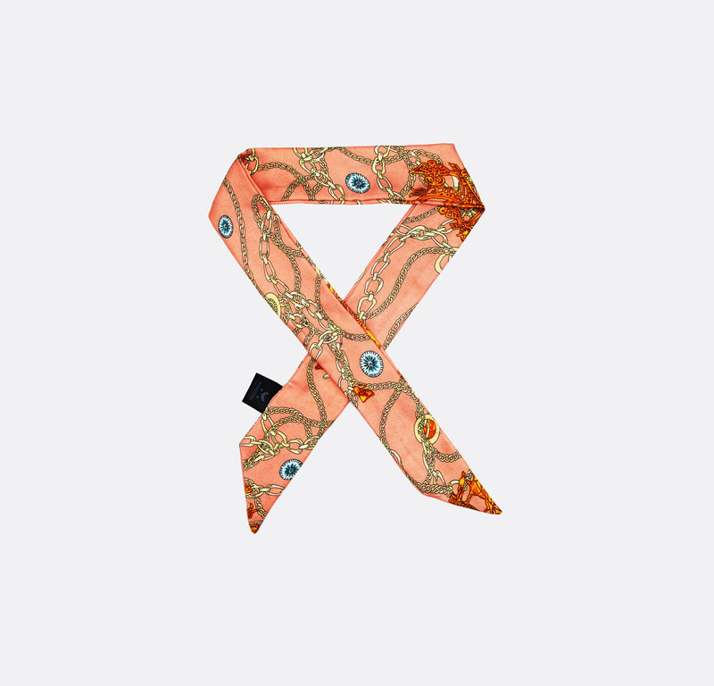 Curb and link chain art - silk twilly scarves