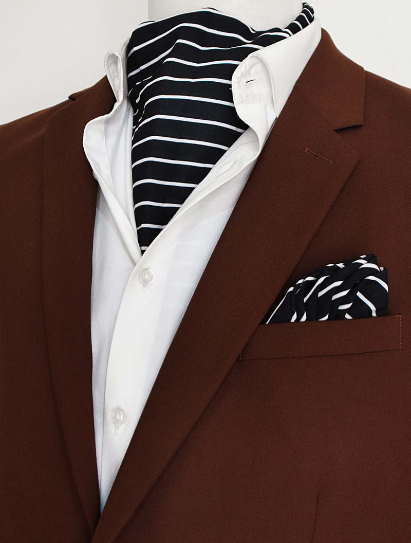 White Cane Crow - Silk Ascot & Pocket Square Set