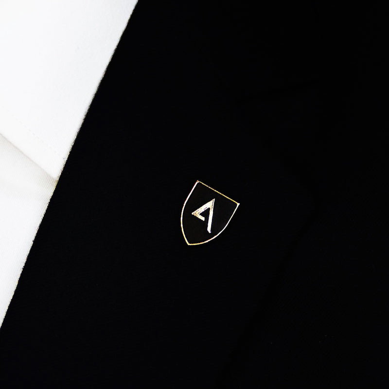 CLASSIC KNIGHT SHIELD – Dark Brown AND GOLD LAPEL PINS