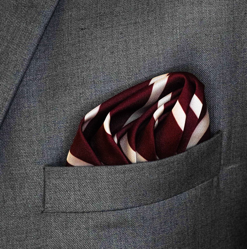 Creamy Roswood Stripes - Silk Pocket Square