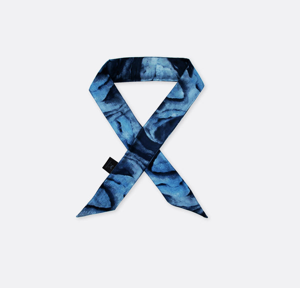 Blue Tie dye - silk twilly scarves