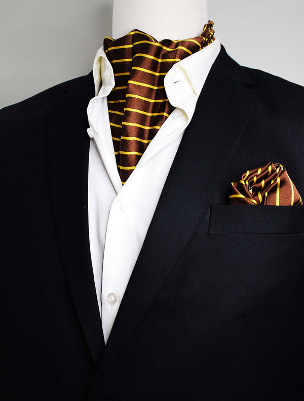 Yellow Cane Hazel Silk Ascot & Pocket Square Set