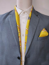 Chains & Straps (yellow) - Silk Scarf & Pocket Square Set - Combo Sets | Monzoro Pakistan