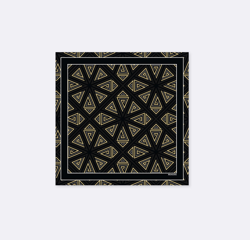 BLACK & GOLD GEOMETRIC - SILK POCKET SQUARES