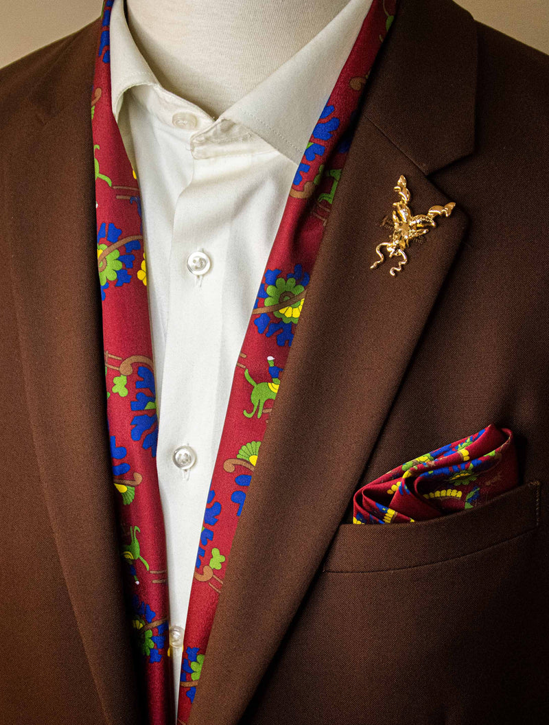 MAROON PAISLEY AND FLORAL - SILK SCARF SET
