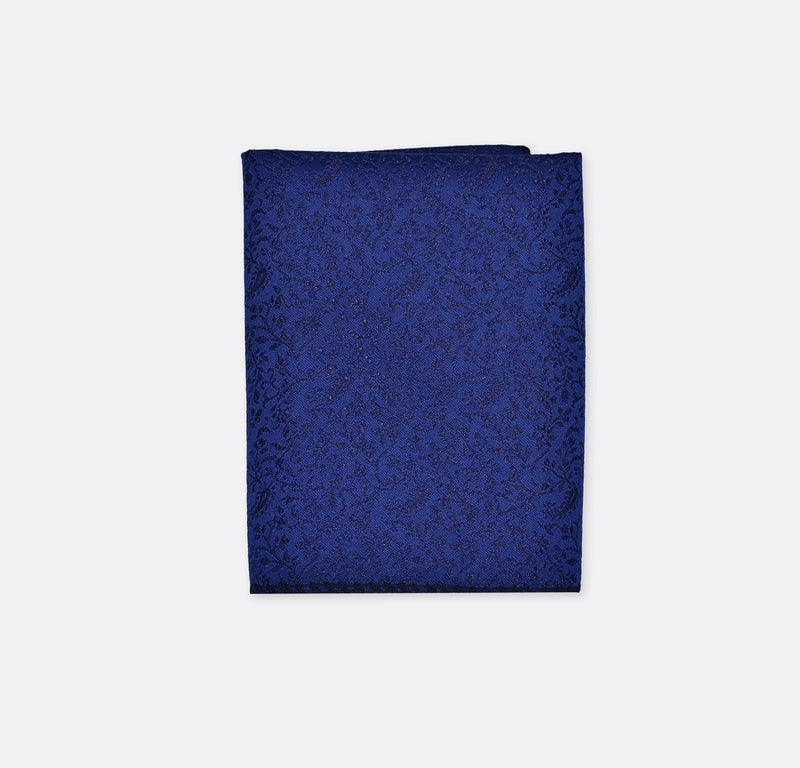 Navy Blue Self Tie & Pocket Square Set