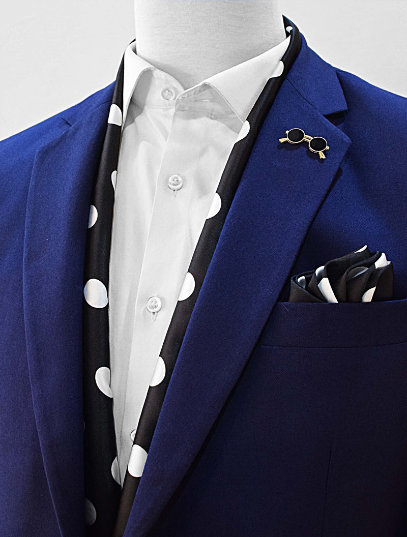 Black Midi Polka Dot Silk Scarf Set