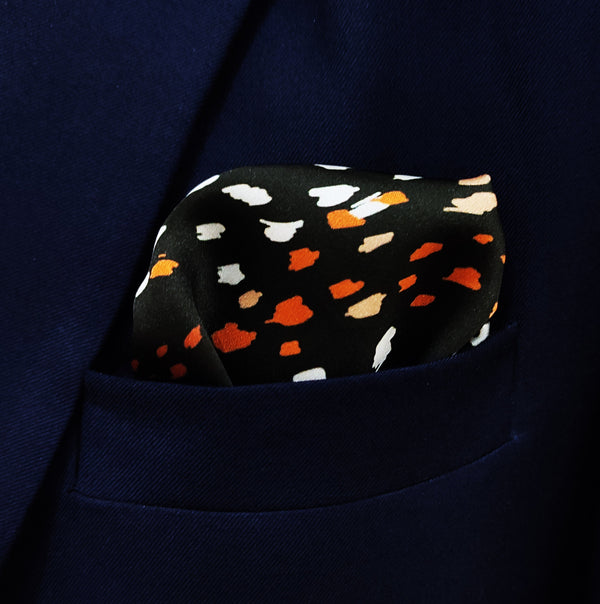 Winter Black Pattern - Silk Pocket Square