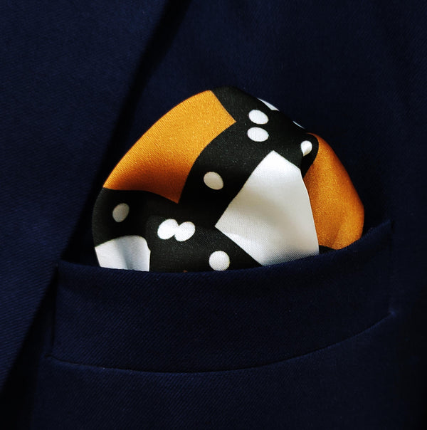 White Round Vector Design - Silk Pocket Square