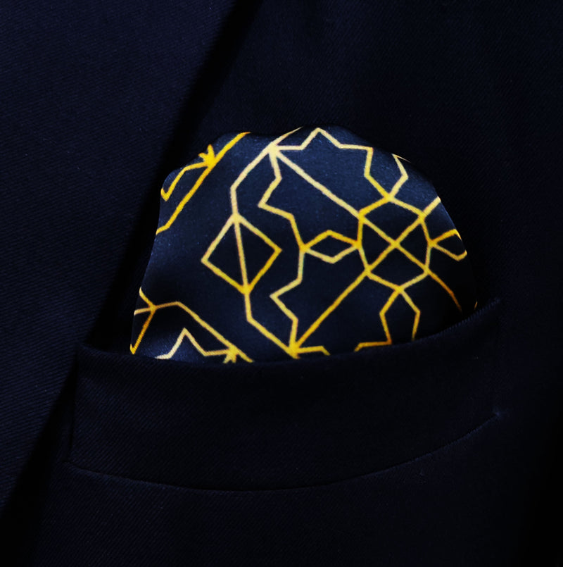 Navy and Gold Rugs - Silk Pocket Square