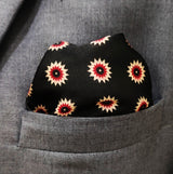 BLACK & GOLD REVERSIBLE SILK POCKET SQUARE