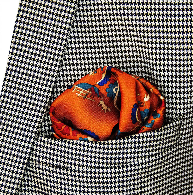 Rust Paisley and Floral - Silk Pocket Square