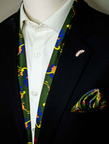 PAISLEY AND FLORAL OLIVE GREEN - SILK SCARF SET