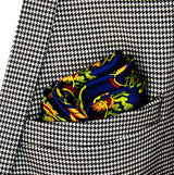 Navy Blue Paisley and Floral - Silk Pocket Squares