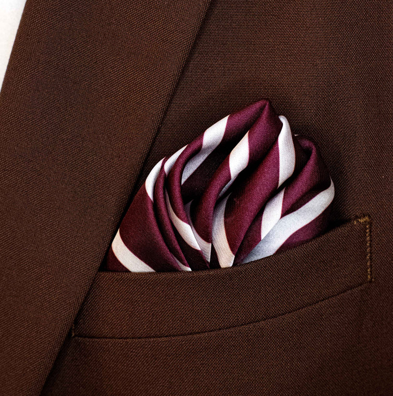 Creamy Roswood Stripes - Silk Pocket Square