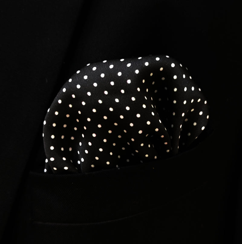 Mini Point Black - Silk Pocket Square