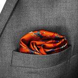 Rust Paisley and Floral - Silk Pocket Square