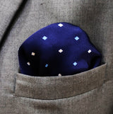 BLUE MULTI DOTTED - SIlk Pocket Square