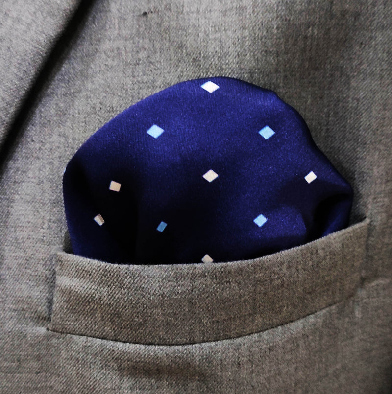 BLUE MULTI DOTTED - SIlk Pocket Square