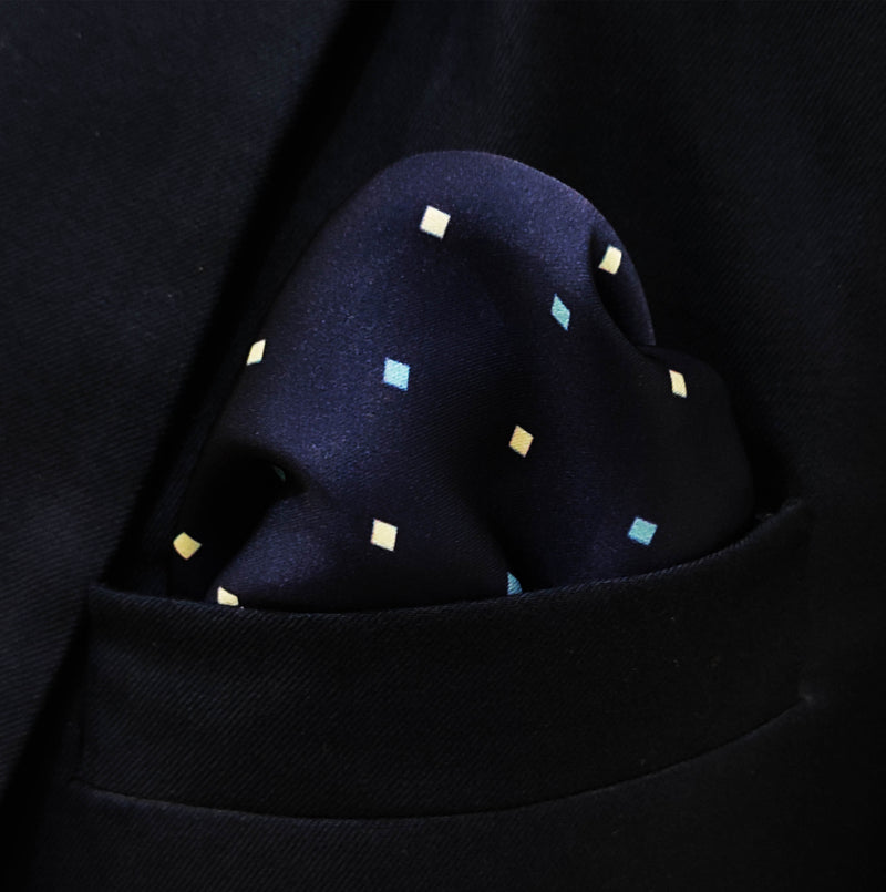 BLUE MULTI DOTTED - SIlk Pocket Square