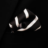 Black with White Stripes - Silk Mens Pocket Squares