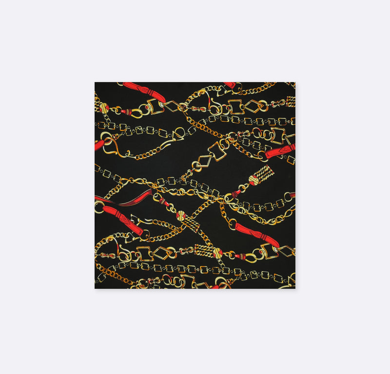 Chains and Straps (Black) - Silk Pocket Square