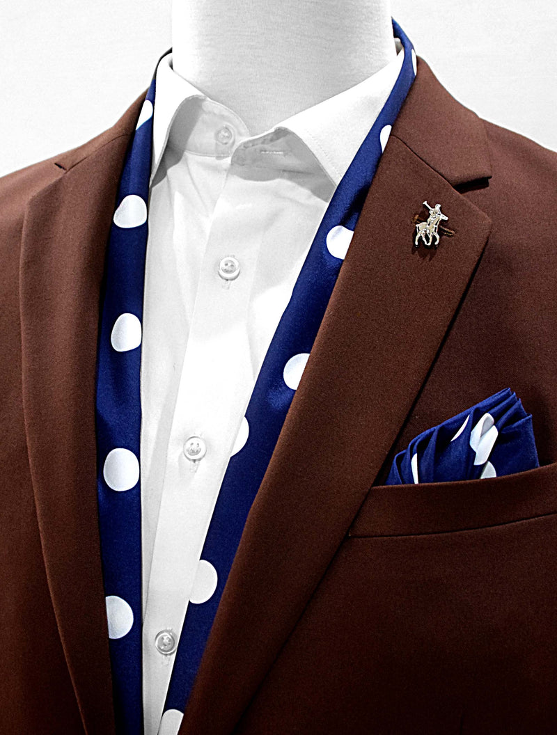 Navy Polka Silk Scarf Set