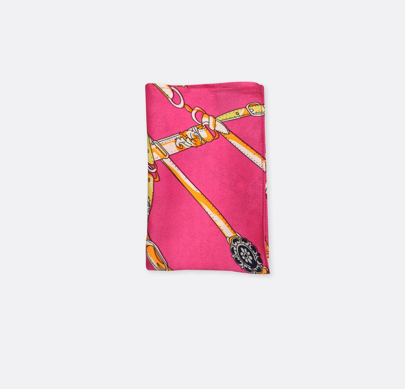 Chains and Straps (Pink) - Silk Pocket Square