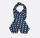 Navy Polka Silk Ascots