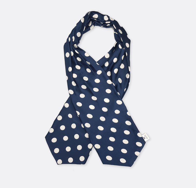 Navy Polka Silk Ascots