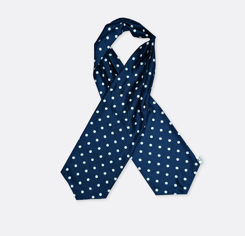 Blue Polka Drops - Silk Ascots