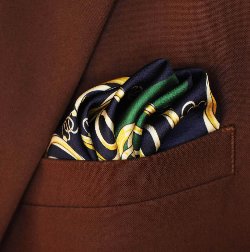 Chain Loop Green - Silk Pocket Square