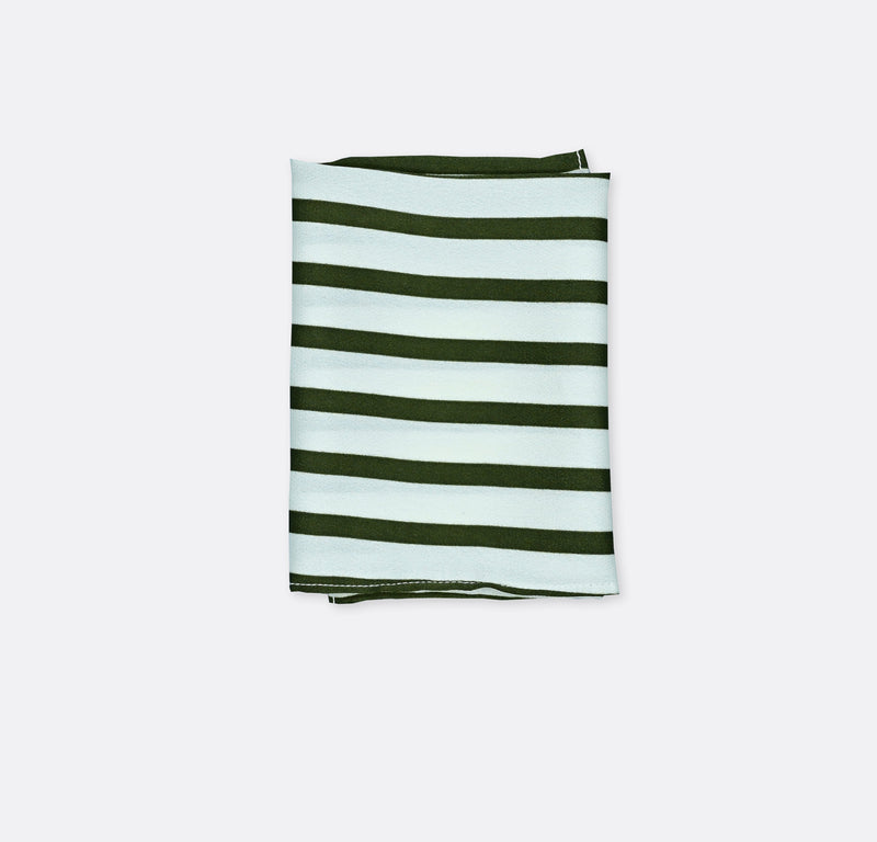 White & Green Stripes - Silk Pocket Square
