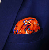 Rust Paisley and Floral - Silk Pocket Square