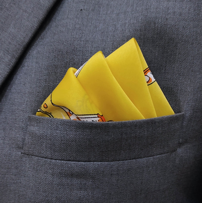 Chains and Straps (Yellow) - Silk Pocket Square