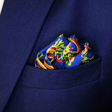 Navy Blue Paisley and Floral - Silk Pocket Squares