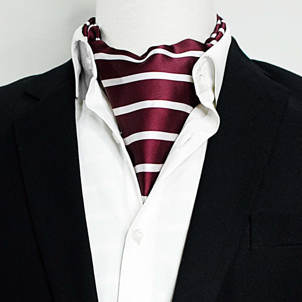 Creamy Rosewood Stripes - Silk Ascots