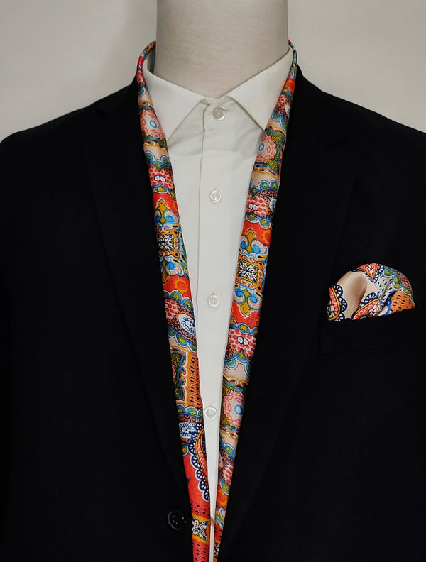 PAISLEY ART SHOW - SILK SCARF AND POCKET SQUARE SET