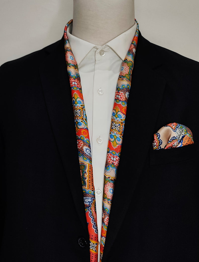PAISLEY ART SHOW - SILK SCARF AND POCKET SQUARE SET