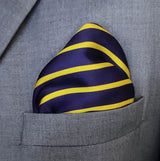 Blue and Gold Stripes - Silk Pocket Squares