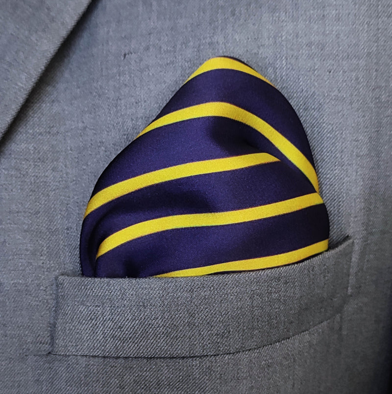 Blue and Gold Stripes - Silk Pocket Squares