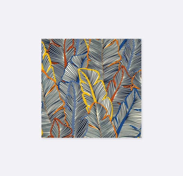 Leafy Blue - Linen Pocket Squares