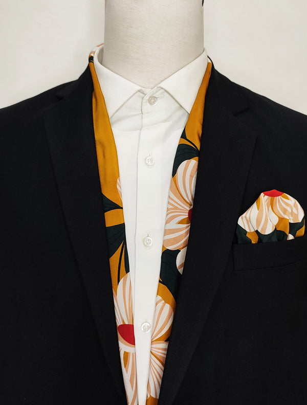 BRIGHT SUNNY SPRING MATT - SILK SCARF AND POCKET SQUARE SET