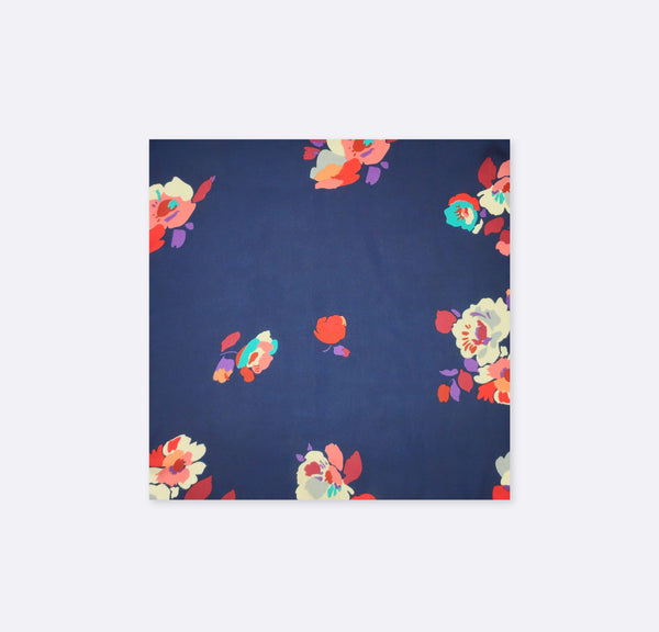 The Deep Blue Floral Silk Pocket Squares