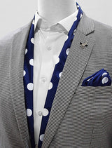 Navy Polka Silk Scarf Set