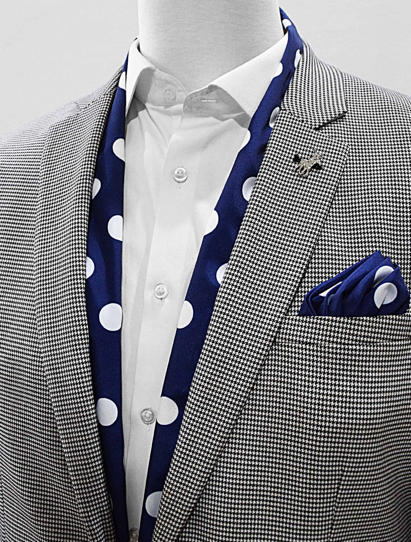 Navy Polka Silk Scarf Set