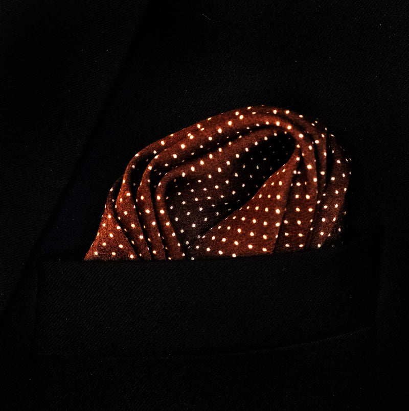 Brown Dot Polka - Silk Pocket Square