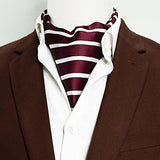 Creamy Rosewood Stripes - Silk Ascots