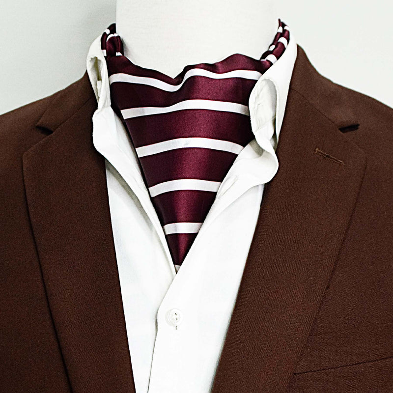 Creamy Rosewood Stripes - Silk Ascots