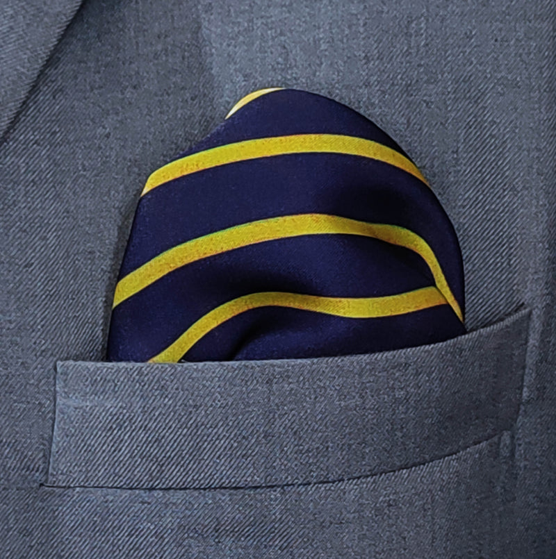 Blue and Gold Stripes - Silk Pocket Squares